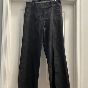Larry Levine Womens Flat Front Wide Leg Chino Pants Size 12 Dark Gray